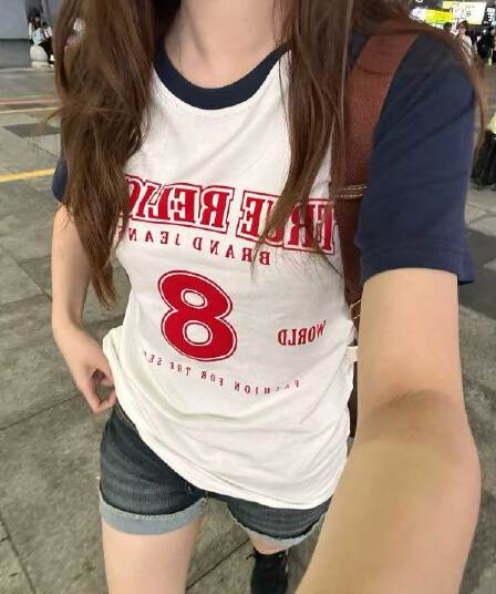210 그램 40 좋은 면 1 1 아메리칸 레트로 패치워크 색상 반팔 맞춤 마이크로 루즈핏 티셔츠