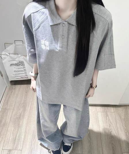 자수 네리 가게 천 순면 220 그램 반팔 티셔츠 여성