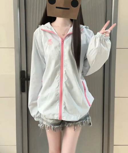 좋은 품질 원본 솜씨 원본 원단 전체 인쇄 도트 무늬 지퍼 더블 모자 자외선 차단 외투