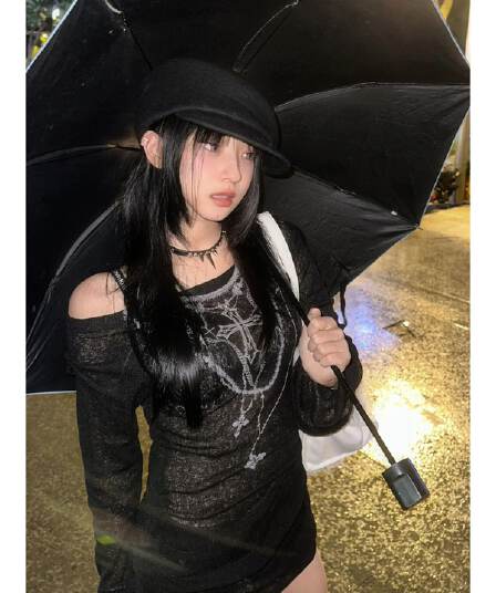 원본 품질 아메리칸 핫걸 바람 프린트 오프숄더 긴팔 티셔츠 허리 수축 블라우스