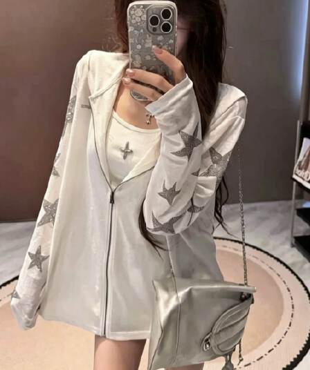 압력 훈련 백금 지퍼 광저우 눈꽃 면 자외선 차단 블라우스 여성