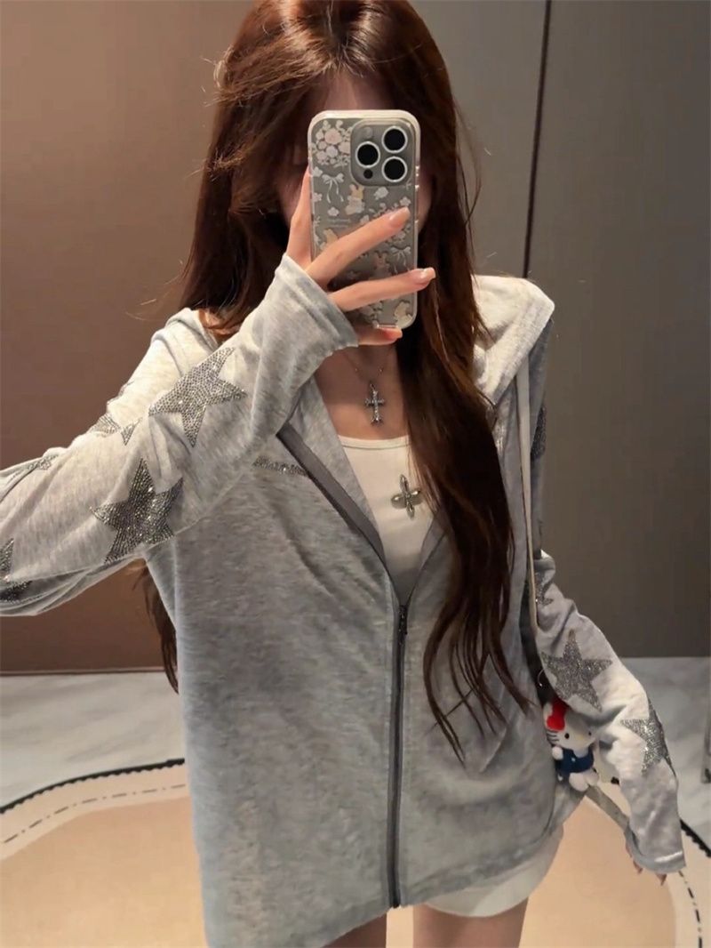 원본 명중 에디션 핫픽스 광저우 원본 원단 눈꽃 얼음 차가운 면 후드 긴팔 국방 블라우스 여성