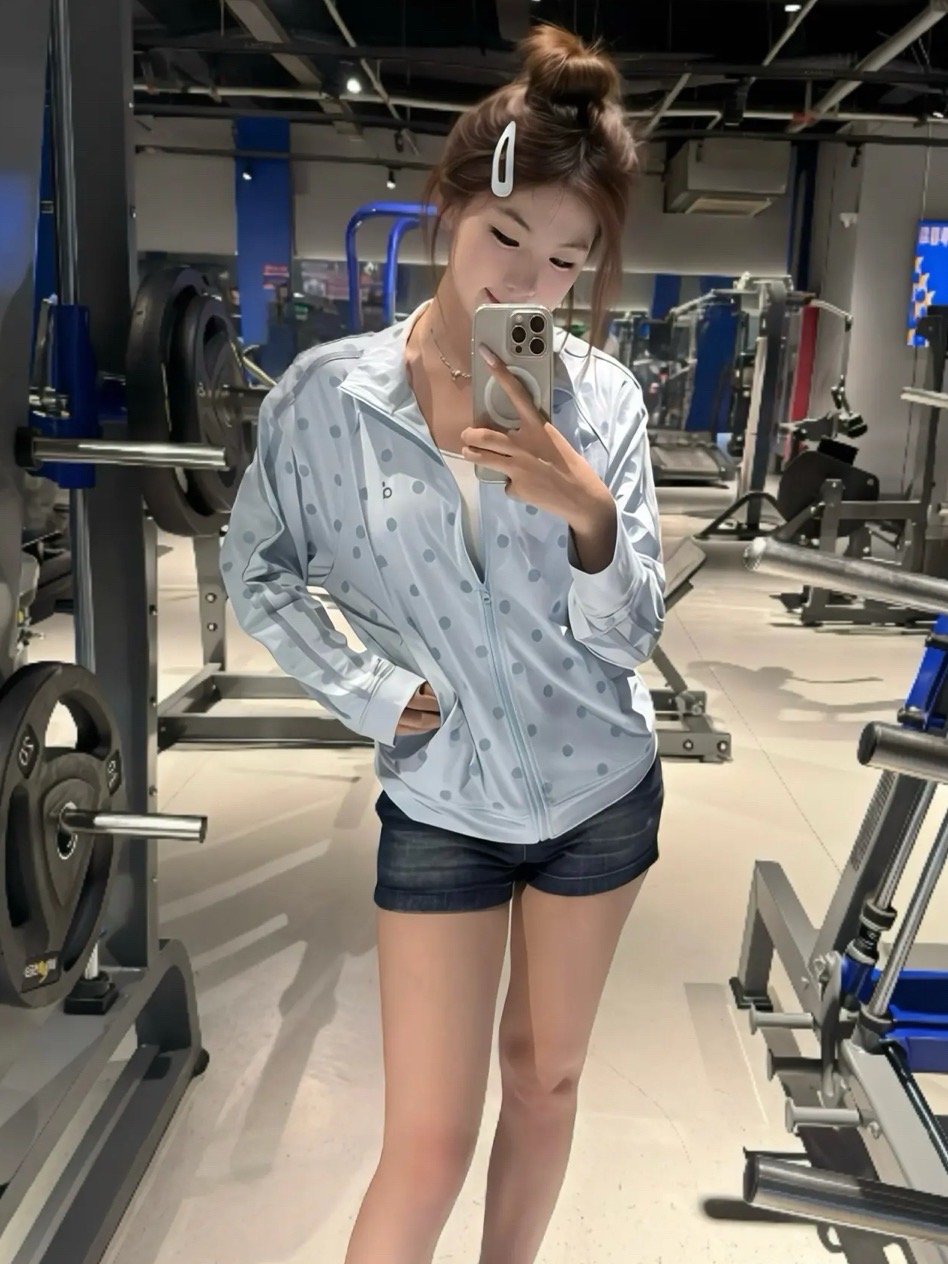원본 솜씨 광저우 이중선 그리드 나일론 전체 인쇄 도트 무늬 화이트 스탠드 칼라 자외선 차단 외투