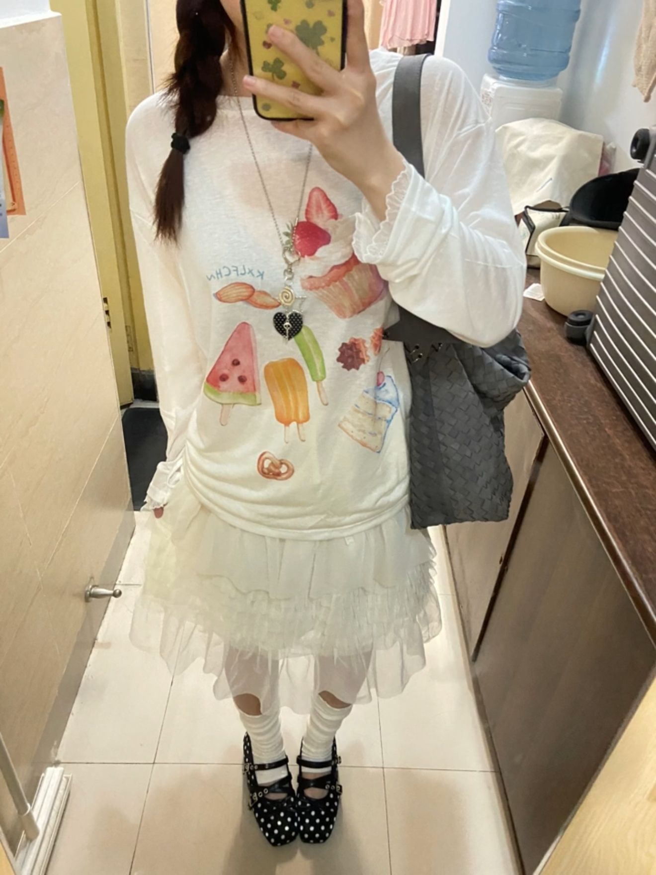 커프스 레이스 레이스 밑단 펌프 로프 아마 눈꽃 얼음 차가운 면 긴팔 국방 블라우스 여성