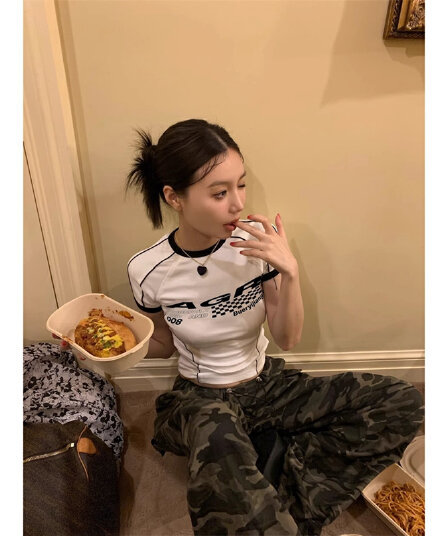원본 품질 아메리칸 레트로 알파벳 프린트 반팔 티셔츠 여성 의류 여름