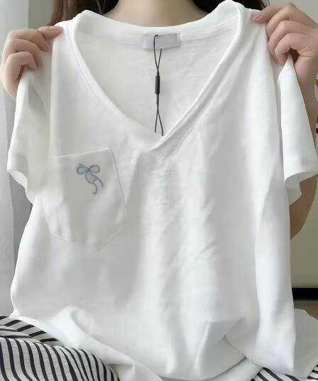 광저우 눈꽃 면 반팔 여성