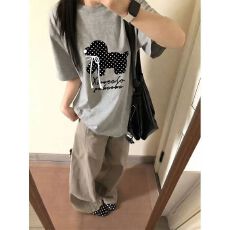 批发【220g纯棉】螺纹领口 +后包边 立体蝴蝶机+刺绣短袖T恤女