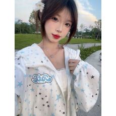 批发好质量【原版做工原版面料】满印波点拉链防晒衣外套宽松女