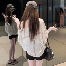批发【<b class='q'>莫代尔</b>人棉200克原版大版型镂空花边】夏季防晒罩衫宽松蝙蝠袖