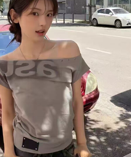 원본 종류 광저우 원단 한 부서 여름 프린트 슬림해 보이는 다용도 비스듬한 칼라 반팔