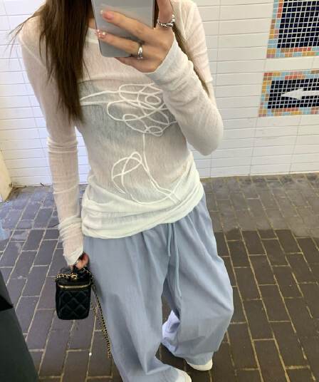 포밍 프린트 광저우 눈꽃 면 자외선 차단 블라우스 여성