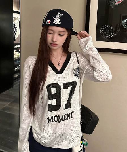 원본 것 아메리칸 티셔츠 여름 인터넷 얼굴 통기성 루즈핏 긴팔 자외선 차단 블라우스 여성