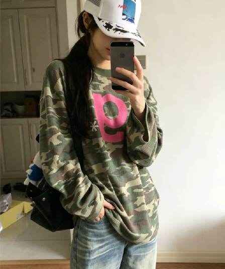 65 35 후아 남편 그리드 250그램 긴팔 티셔츠 여성