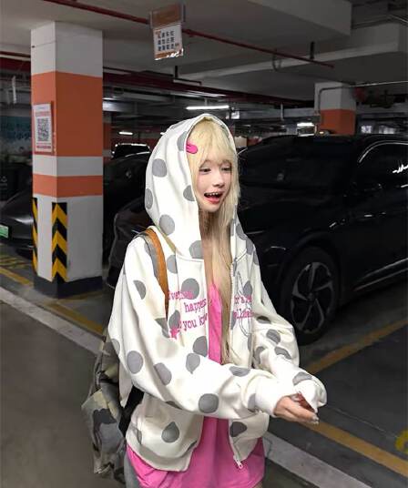 원본 인사이드 막대기 천 프린트 순수한 Mianhua 면 복합 후드 티 스웨터 지퍼 여성 코트