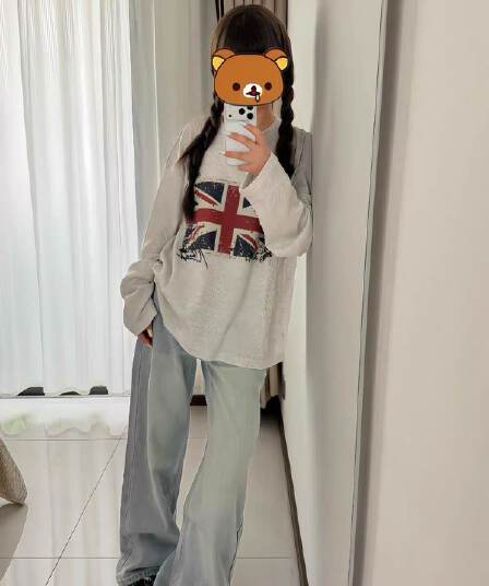 65 35 후아 남편 그리드 250그램 긴팔 티셔츠 여성
