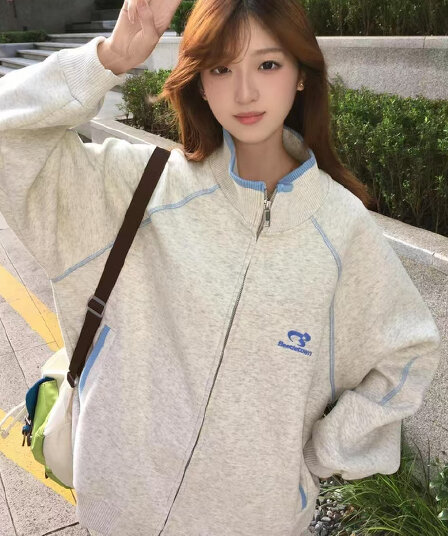 얇은 스타일 털이 있는 이후 패키지 기사 맞춤 리브 원본 자수 순수한 Mianhua 면 복합 후드티 여성