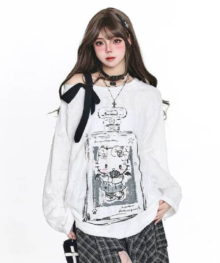 아메리칸 달콤한 매운맛 바람 나비 찢어진 니트 스웨터 여성 가을 디자인 센스 작은 대중 펌프 로프 맨위