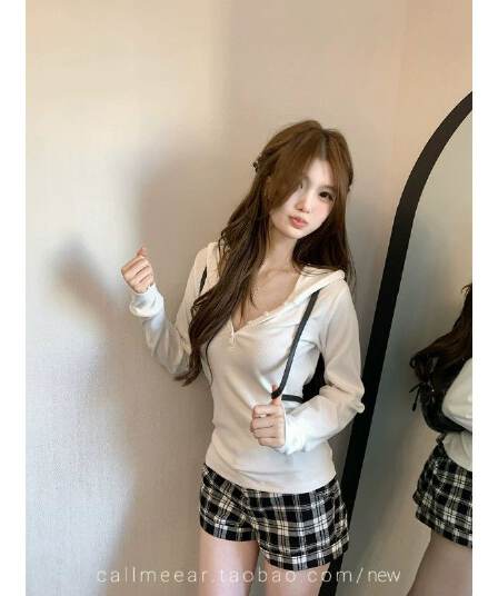 callmeear 후드 긴 소매 티셔츠 기초 다용도 긴팔 티셔츠 여성 이른 가을 캐주얼 맨위