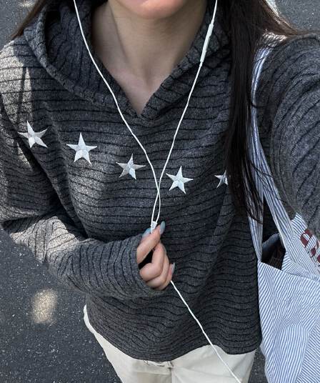 원본 컬러 짜임 기사 300 그램 자수 후드티 여성