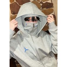 批发薄款/加绒 白金拉链+全绣花 后包领【纯棉华棉复合】卫衣女