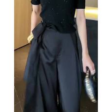 批发高级感黑色绑带阔腿西<b class='q'>装</b><b class='q'>裤</b>女2026春季<b class='q'>新款</b>高腰宽松百搭拖地休闲<b class='q'>裤</b>