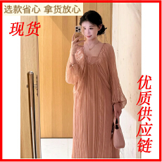 批发法式温柔风粉色<b class='q'>雪纺</b><b class='q'>连衣裙</b>女2025秋季新款独特漂亮巨好看宽松裙子