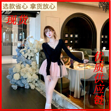 批发瑞茜·威瑟斯 浪漫埃菲尔 <b class='q'>秋</b>纯欲千金风法式网纱连衣短裙+长裙