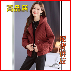 批发菱格夹棉外套女秋冬季大码胖mm2025新款休闲保暖棉衣棉服<b class='q'>妈妈</b>洋气