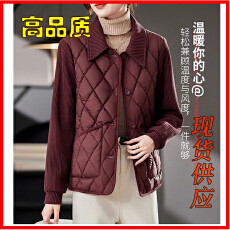 批发安可拉红棉衣棉服女2025新款秋冬<b class='q'>妈妈</b>洋气小个子大码菱格夹棉外套