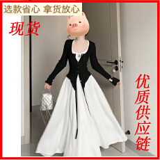 批发开秋季穿搭一整套装高级感白色连衣裙子女2025年新款流行爆款长裙