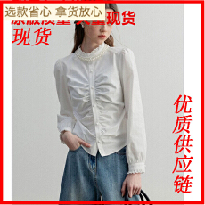 批发法式小立领花边设计白<b class='q'>衬衫女</b>叠穿内搭小众正肩收腰显瘦衬衣
