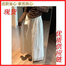 批发秋冬新款简约气质百搭日常磨毛提花蕾丝长款半身裙