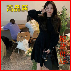 批发韩国<b class='q'>甜美</b>风仿貂针织毛衣裙子女秋冬小个子洋气内搭外穿打底连衣裙