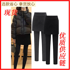 批发<b class='q'>假两件</b><b class='q'>打底裤</b>女外穿秋冬包臀裙裤一体连裙裤加绒加厚保暖小脚裤