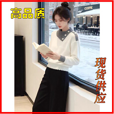 法式简约高领撞色针织衫女2025秋冬新款小个子别致时尚洋气上衣潮