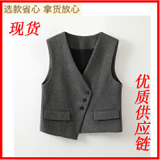 批发秋冬<b class='q'>马甲</b>女高级感2025新款宽松V领背心不规则洋气时髦外穿<b class='q'>马夹</b>潮