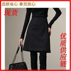 批发法式亮闪闪小A短裙2025<b class='q'>冬</b>新款高腰显瘦洋气毛呢料半裙