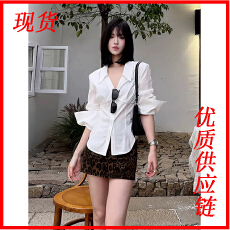 批发JIUJIU&FS“狮城日记”定制面料设计感气质显瘦衬衫<b class='q'>春</b>夏收腰衬衣