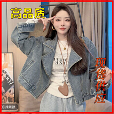批发晓溪服饰新款<b class='q'>春</b>款美式复古宽松立领牛仔短外套百搭上衣
