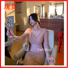 批发Fart Shop捕梦录 带胸垫蕾丝长袖女冬半身裙粉色纯欲圣诞套装