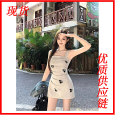 批发画解WAHJU 极光之舞 早春复古刺绣印花气质掐腰显瘦吊带<b class='q'>连衣裙</b>女