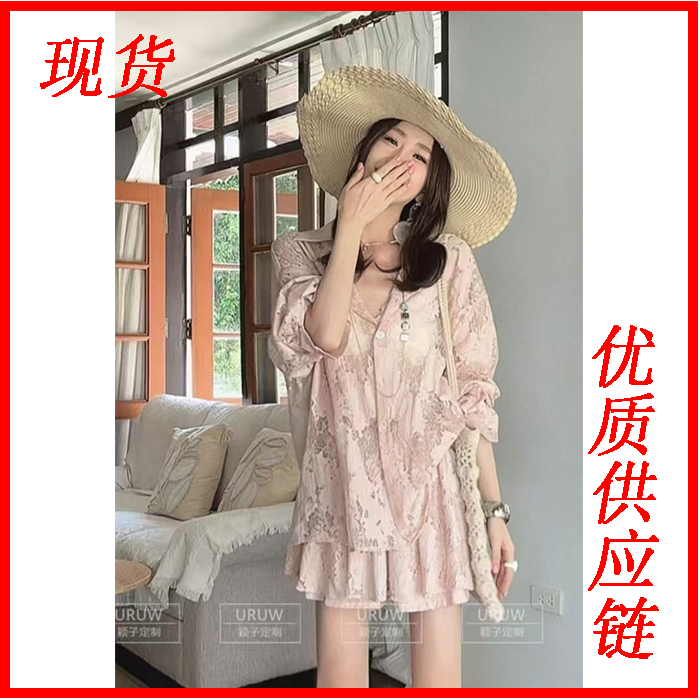잉 어린이 맞춤 일몰 독백 고급 센스 품격 홀로우 아웃 루즈핏 셔츠 패션 캐주얼 하이웨이스트 미니 스커트