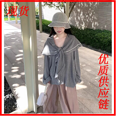 批发理理芋头 2026新款炒好看亚麻棉海军领设计感长袖衬衫<b class='q'>上衣</b>女春秋