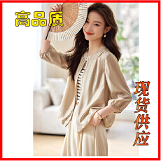 批发仿天丝薄款设计感女外套2026春夏季新款时尚休闲简约女外套