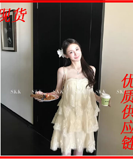 skk store 인시 튜 수여 됨 aj 높음 제품 질감 무거운 작업 레이스 슬립 드레스 길다 쇼트 스타일 봄 여름 여성