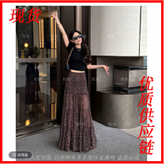 批发巨好看的法式复古豹纹半身裙女2026新款夏季高腰显瘦A字<b class='q'>雪纺</b>长裙