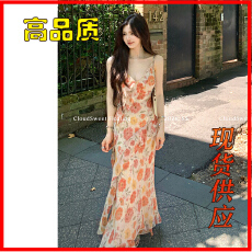 批发CloudSweet白云甜 万物生长 浪漫明媚吊带裙修身<b class='q'>连衣裙</b>夏碎花长裙