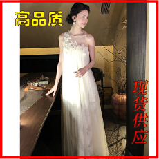 批发从一时刻花满枝轻奢感网纱无袖立体花朵连衣裙