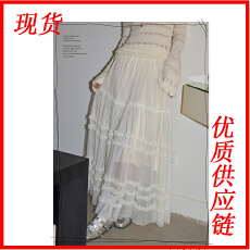 批发吵吵家高级感白色木耳边<b class='q'>网纱</b>半身裙女2026春季蛋糕蓬蓬裙A字<b class='q'>长裙</b>
