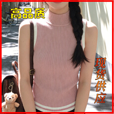 批发新款无袖辣妹背心打底修身纯欲针织显瘦上衣小个子收腰爆款打底衫